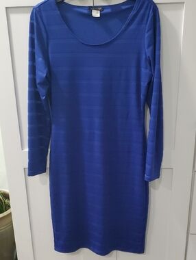 VENUS Cobalt Blue Long Sleeve Scoop Neck Dress